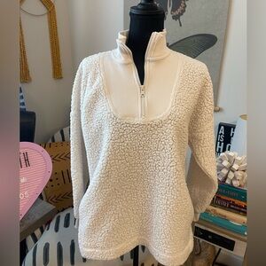 Women’s Aerie White Sherpa Quarter-Zip Pullover Cozycore Casual Lounge XS